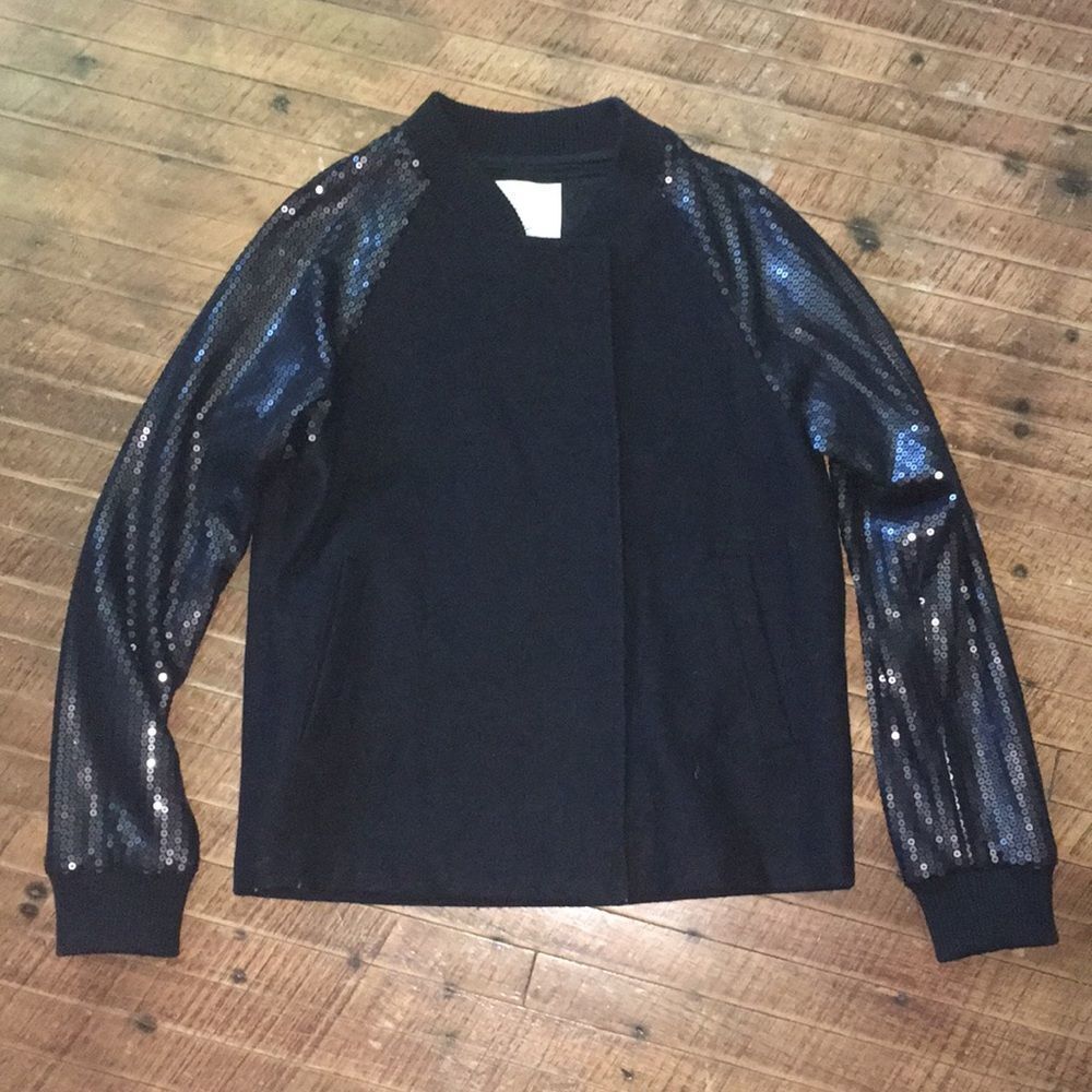 Revolve Line&Dot wool sequined Bikercore asymmetrical jacket
